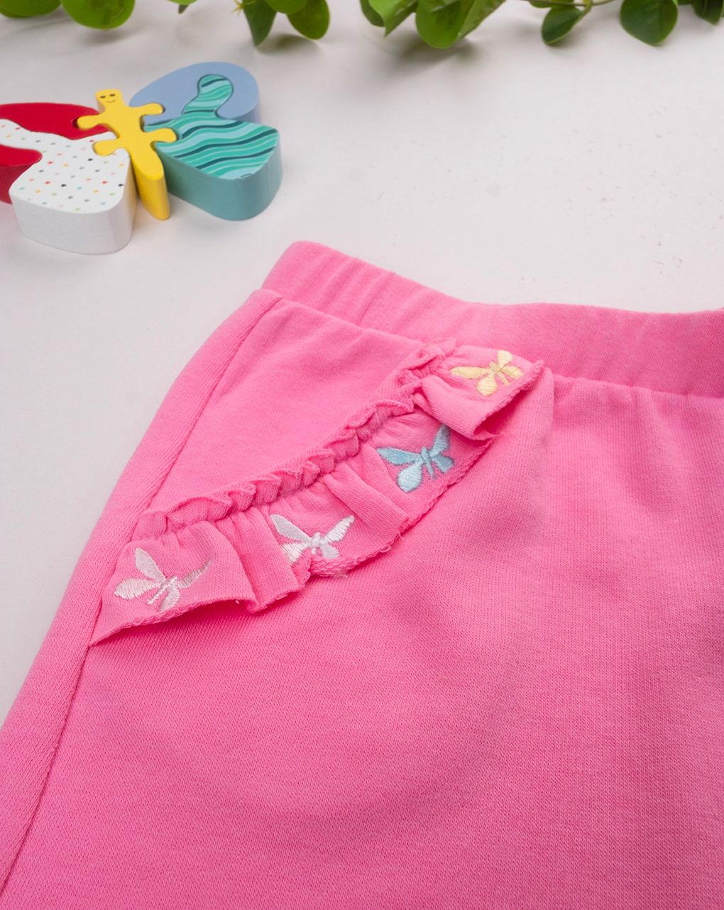 Short bimba rosa farfalle