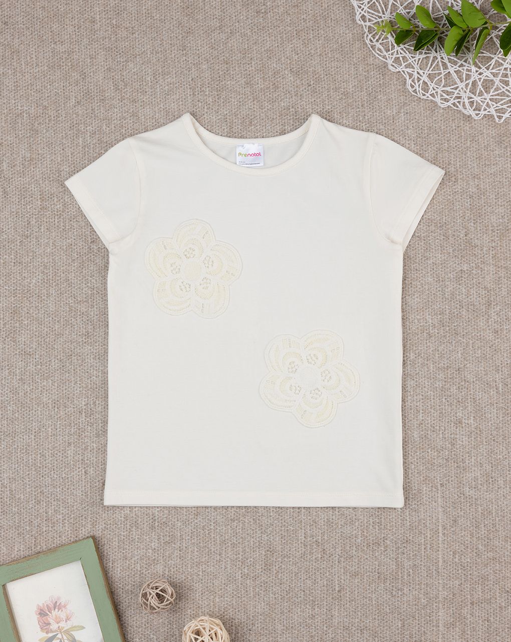 T-shirt bianca bimba fiori