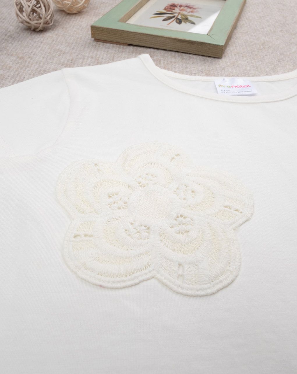 T-shirt bianca bimba fiori