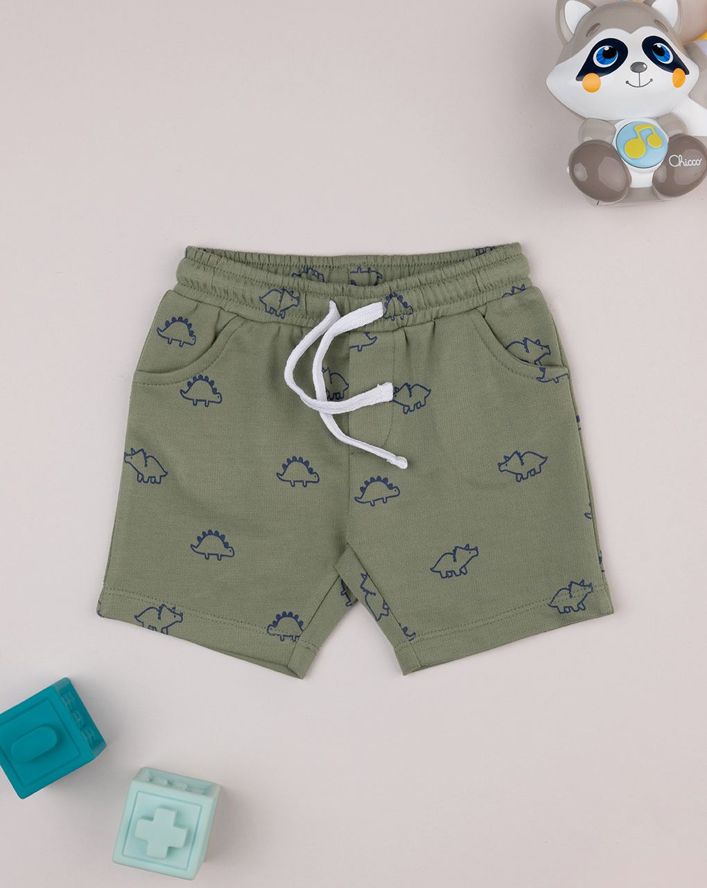 Shorts bimbo verde stampa allover