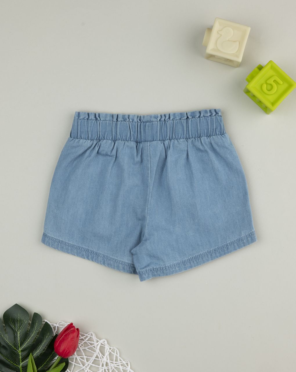 Shorts bimba denim ciliegie
