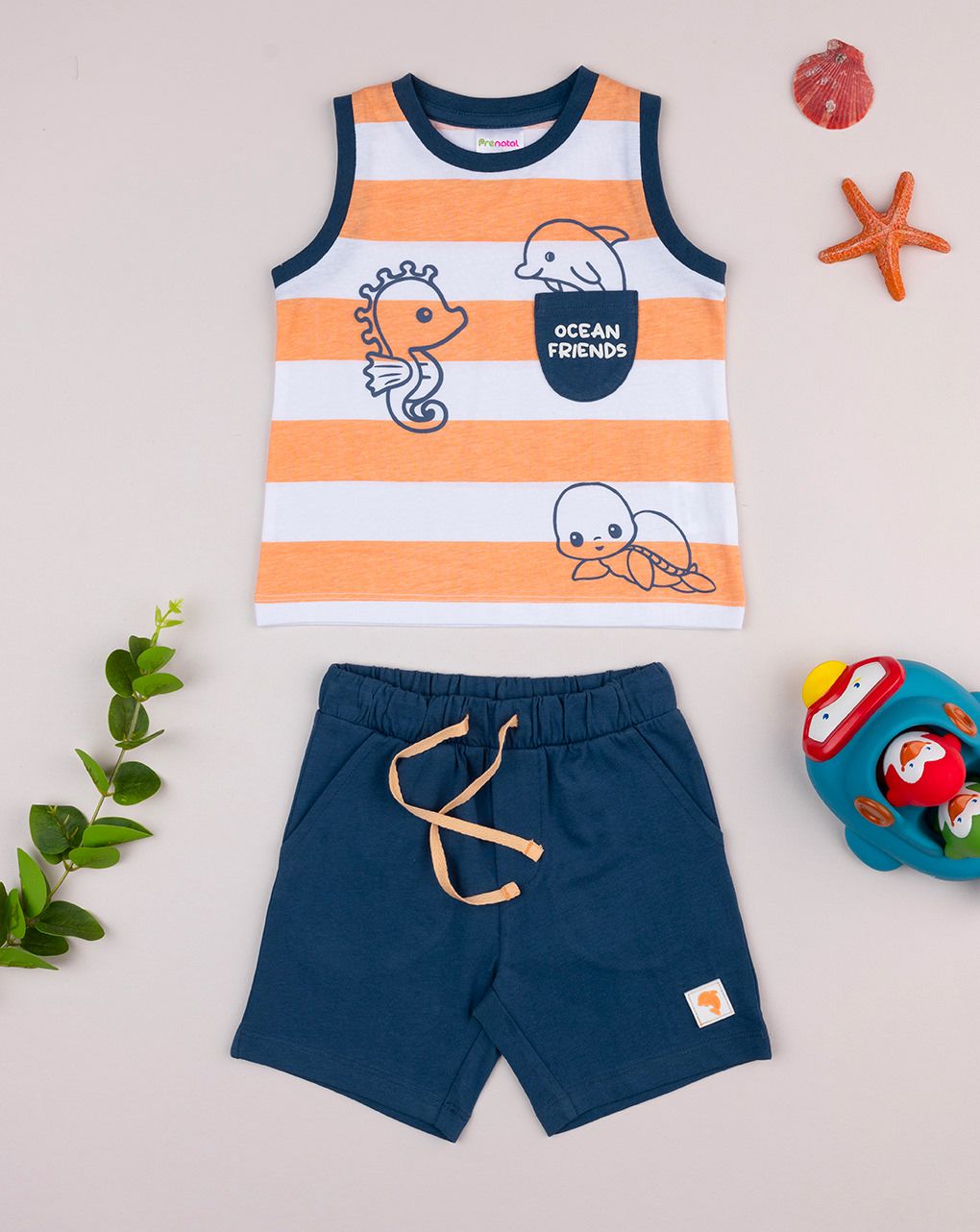 Completo bimbo arancione/blu