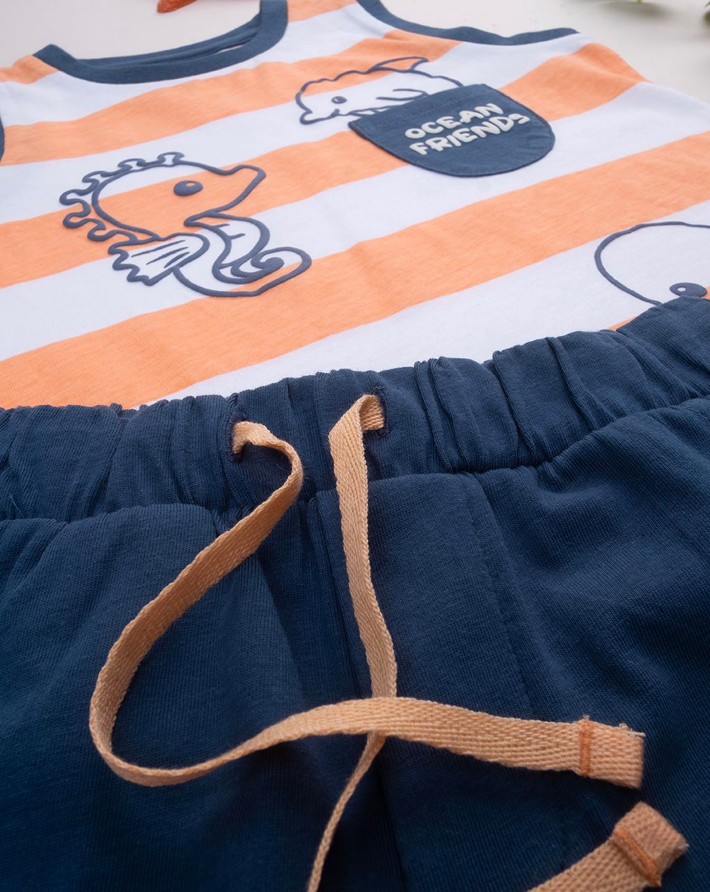 Completo bimbo arancione/blu