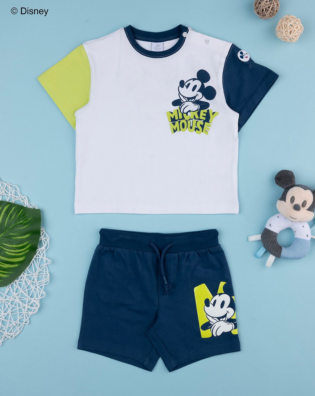 Completo bimbo mickey mouse bianco/blu