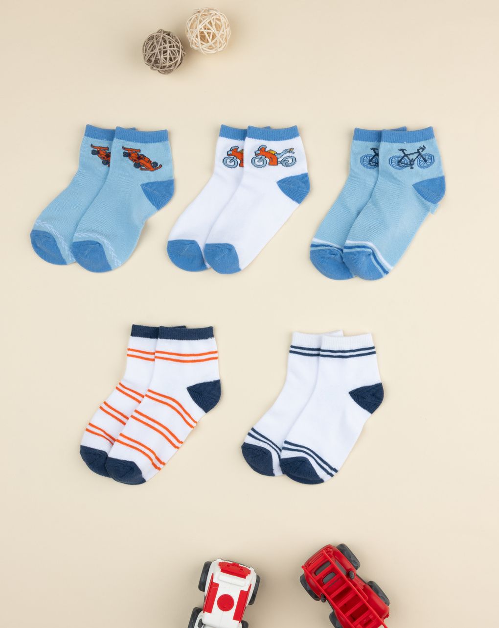 Pack 5 gambaletti bambino macchine