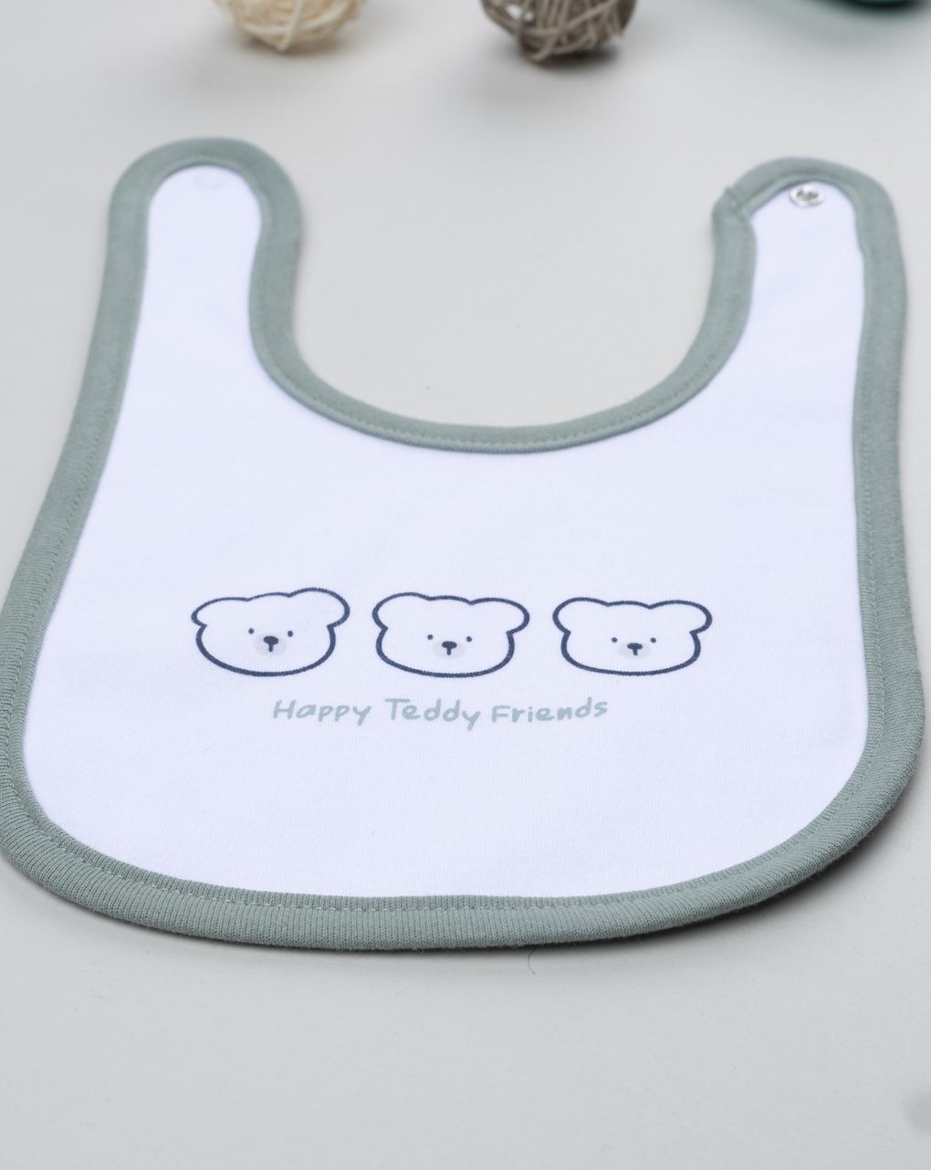 Bavaglino bimbo bianco/verde orsetti