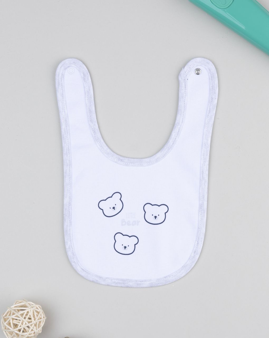 Bavaglino bimbo bianco/grigio orsetti