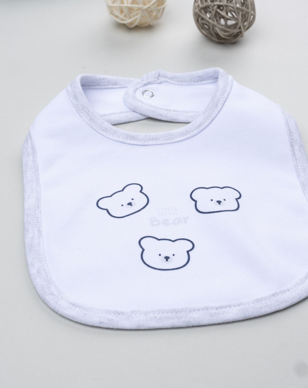 Bavaglino bimbo bianco/grigio orsetti