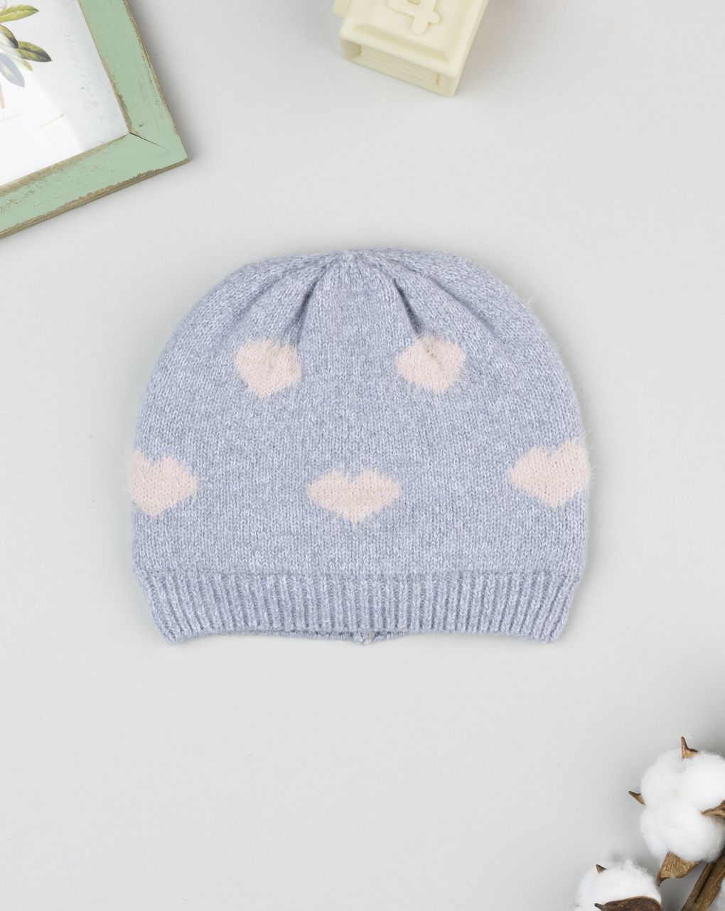 Berretto bimba grigio cuori