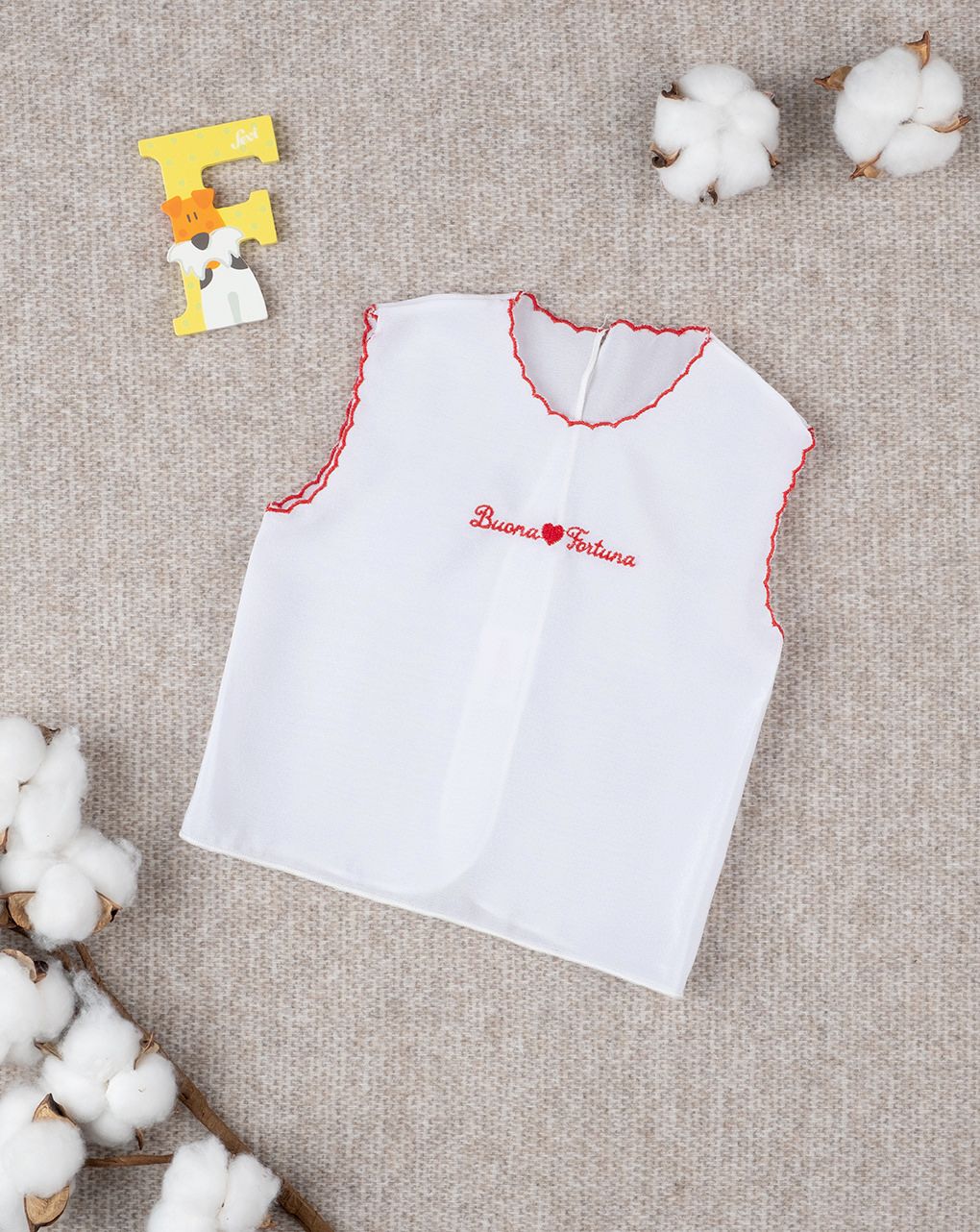 Camicino della fortuna seta rosso neonata