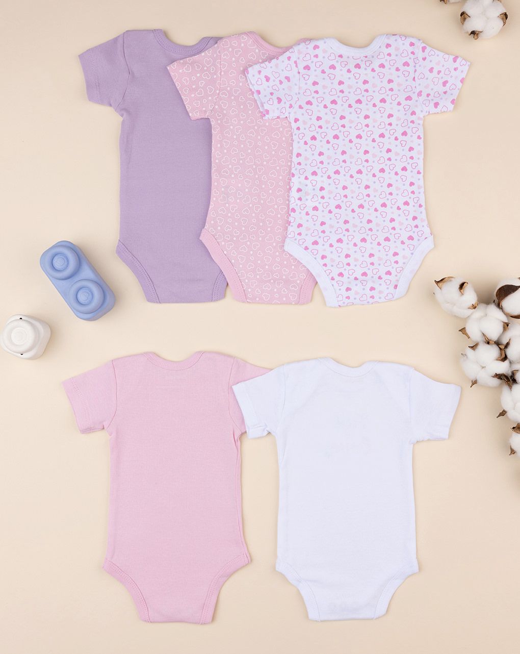 Pack5 body maniche corte costina neonata