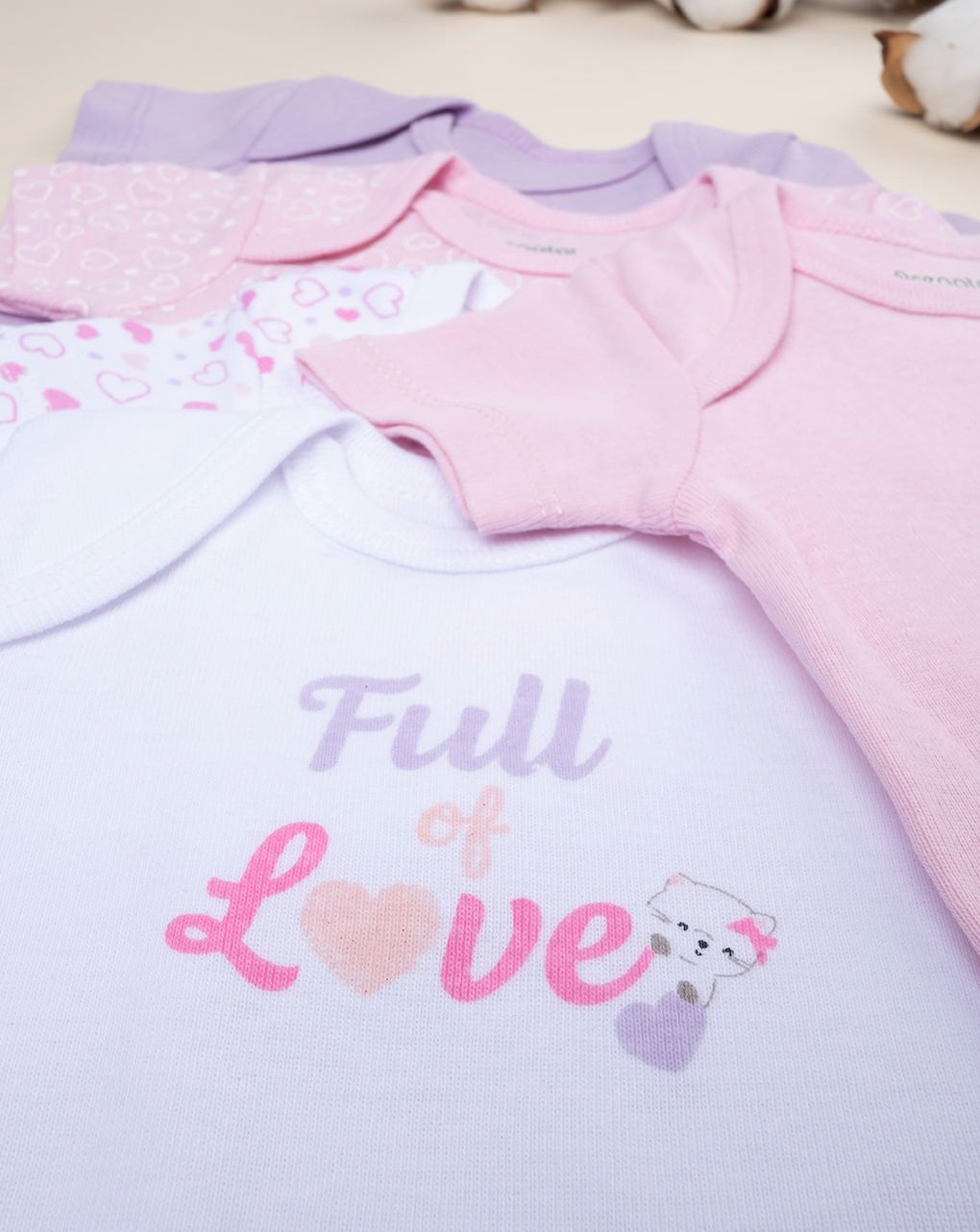 Pack5 body maniche corte costina neonata
