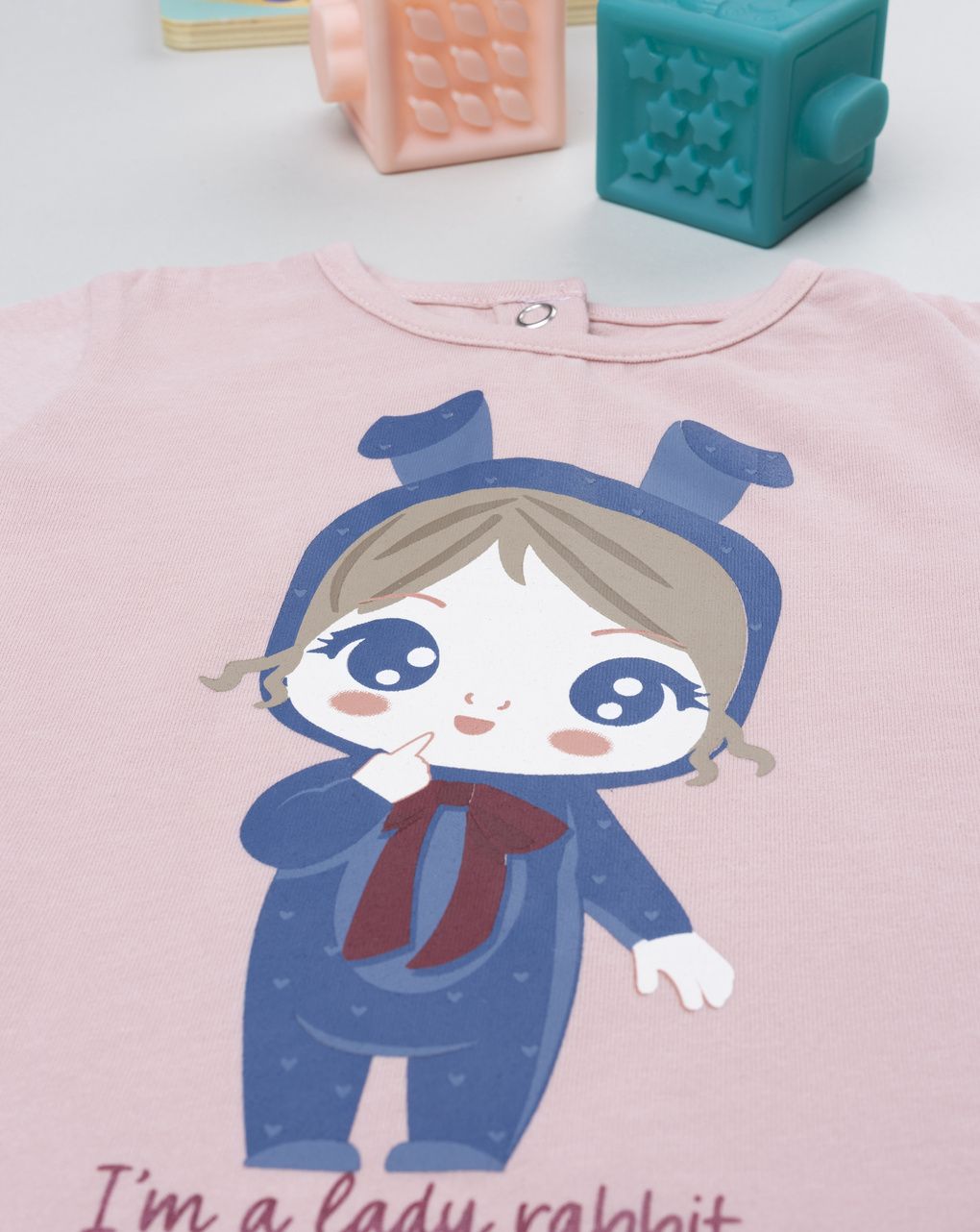 T-shirt bimba rosa stampa "lady rabbit"