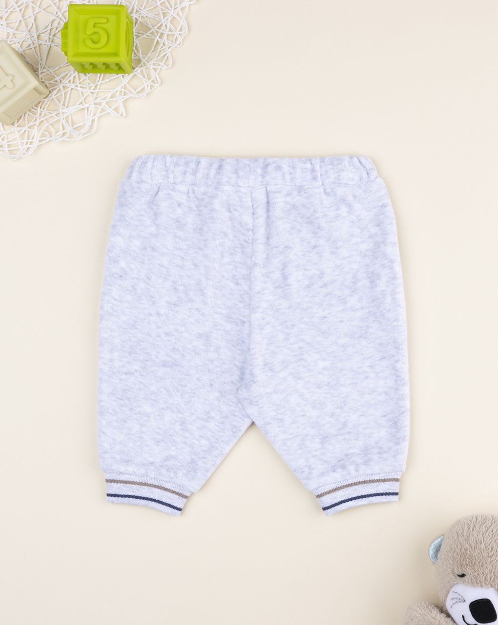 Pantalone bimbo grigio chiaro patch orsi