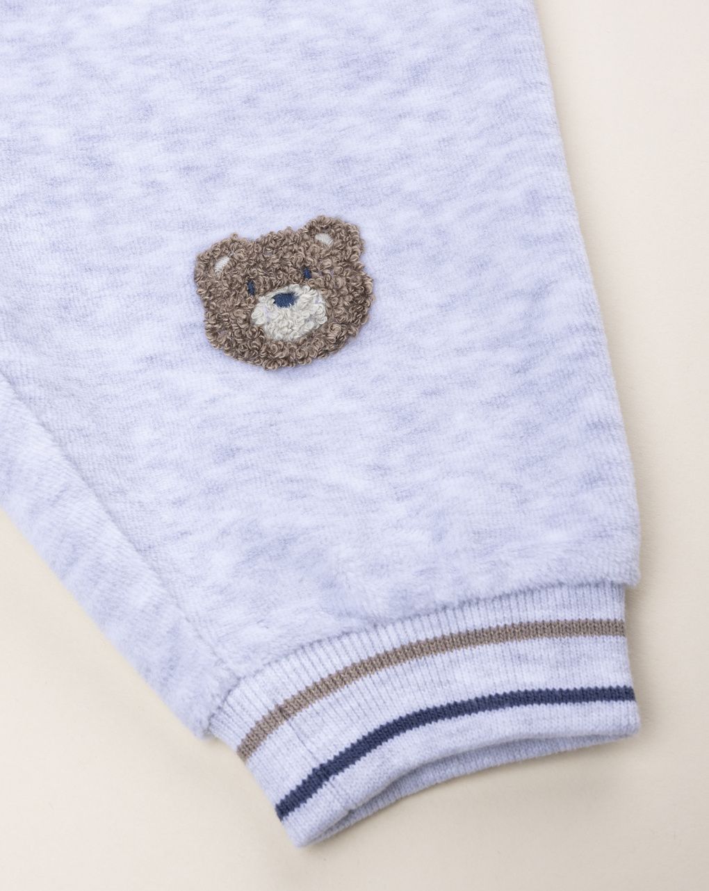 Pantalone bimbo grigio chiaro patch orsi