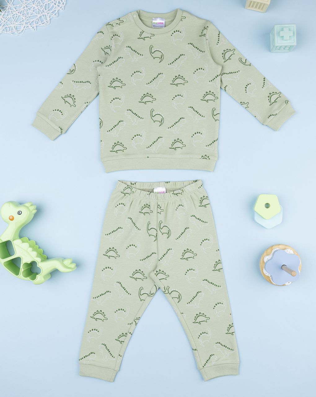 Pigiama bimbo verde dinosauri allover