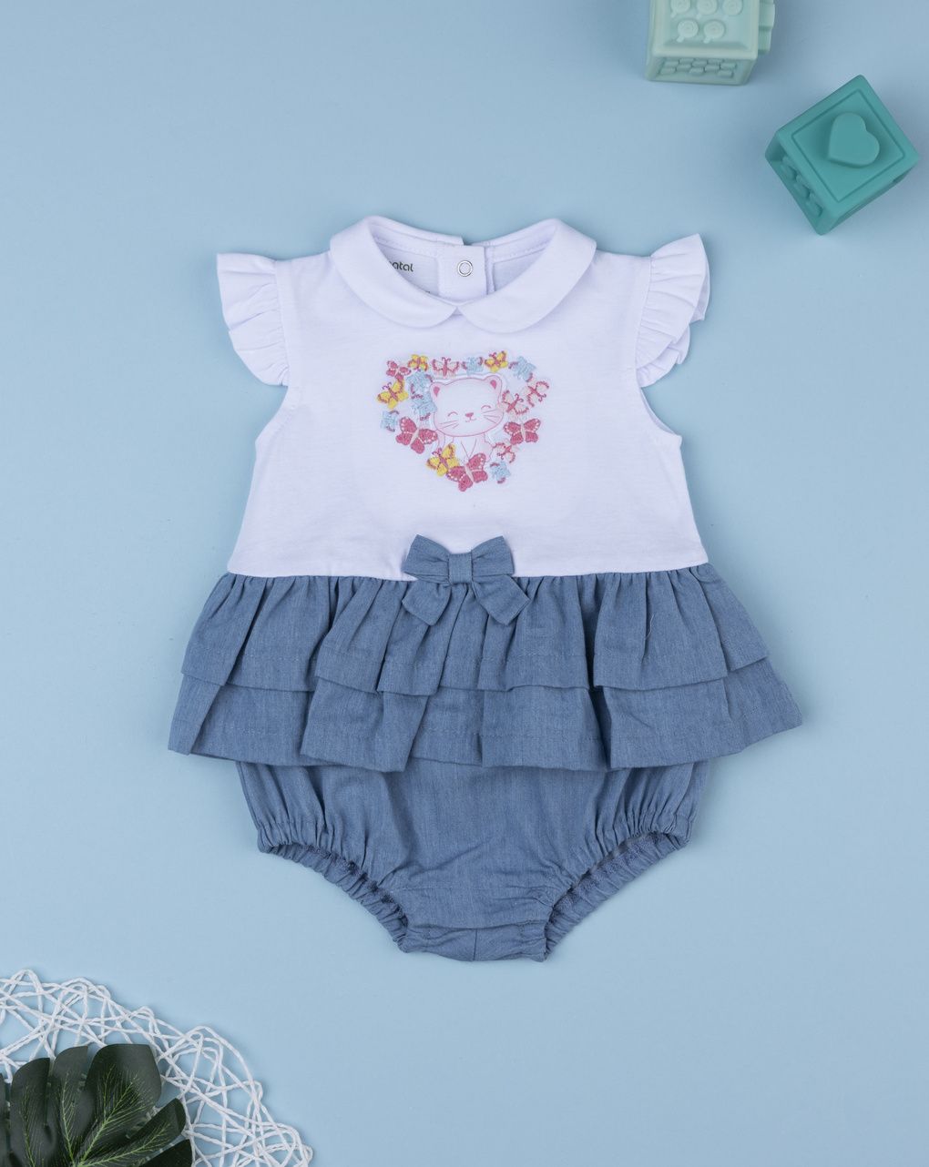 Pagliaccetto neonata gonna chambray