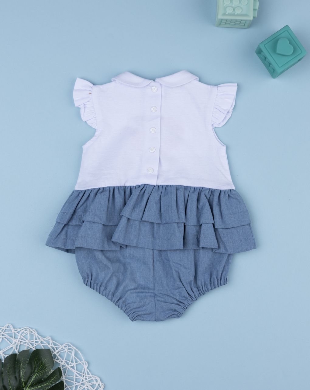 Pagliaccetto neonata gonna chambray