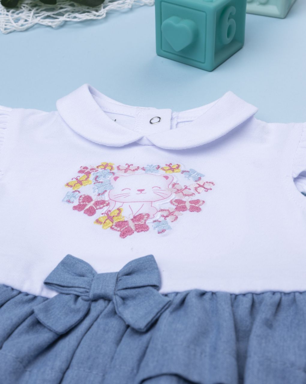 Pagliaccetto neonata gonna chambray