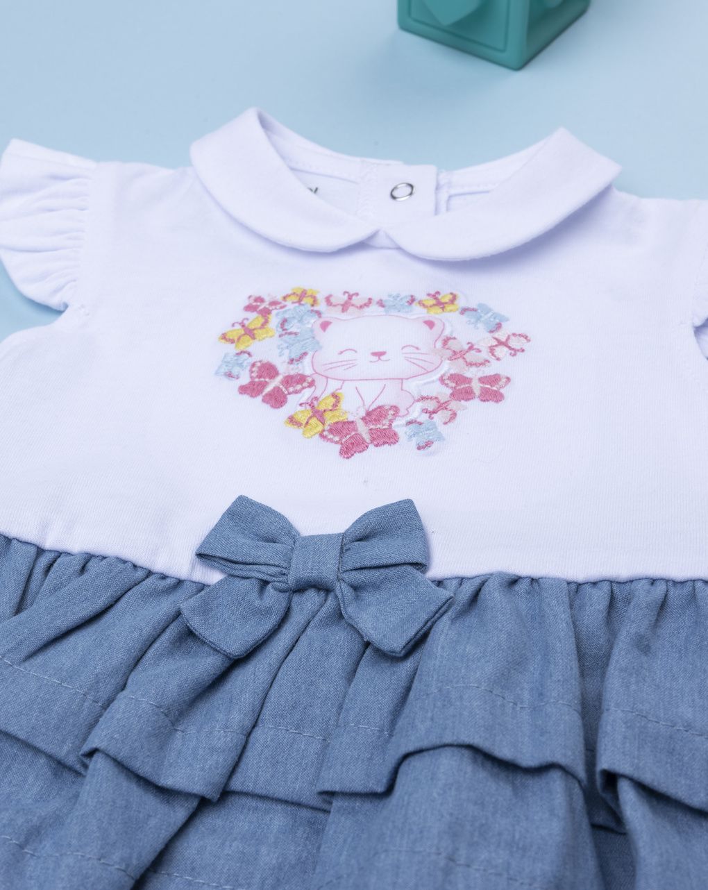 Pagliaccetto neonata gonna chambray