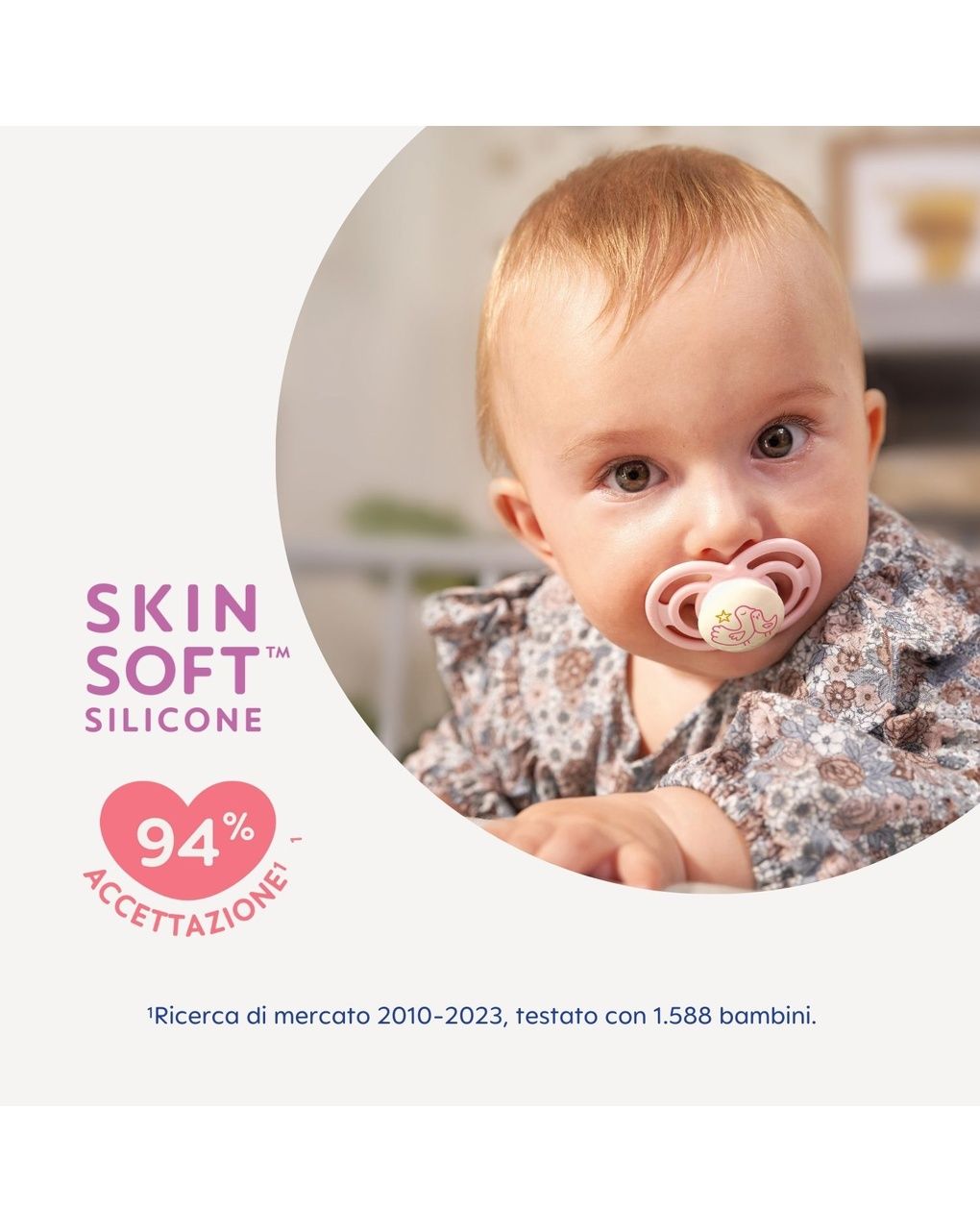 Succhietto perfect confezione doppia 2-6 mesi con porta ciuccio - rosa - mam