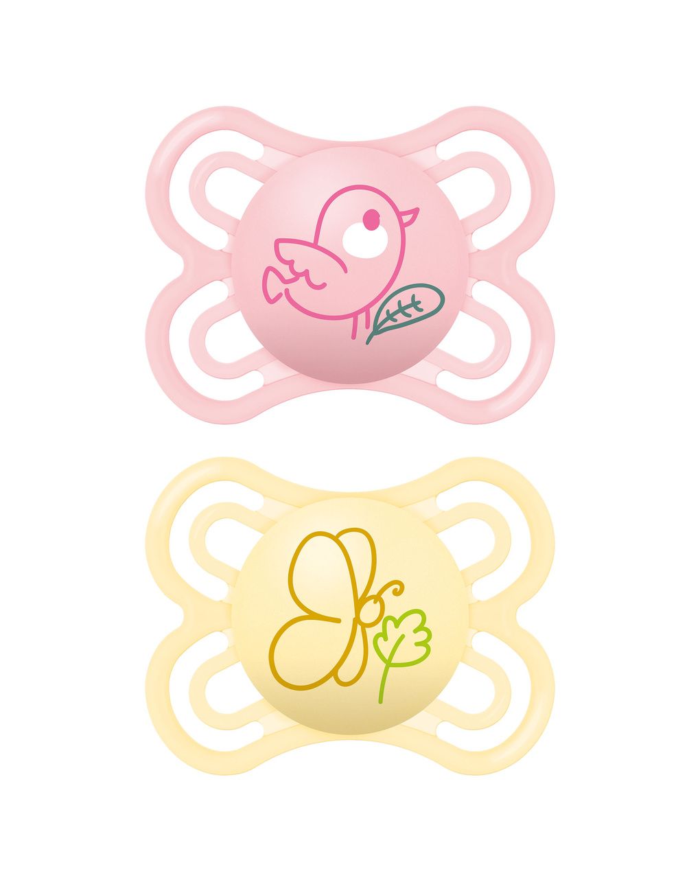 Succhietto perfect confezione doppia 2-6 mesi (set da 2), con porta ciuccio, rosa - mam