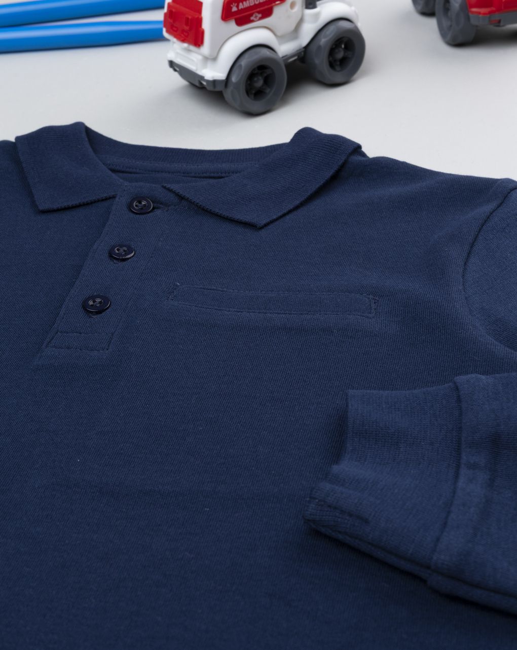 Polo bambino blu maniche lunghe