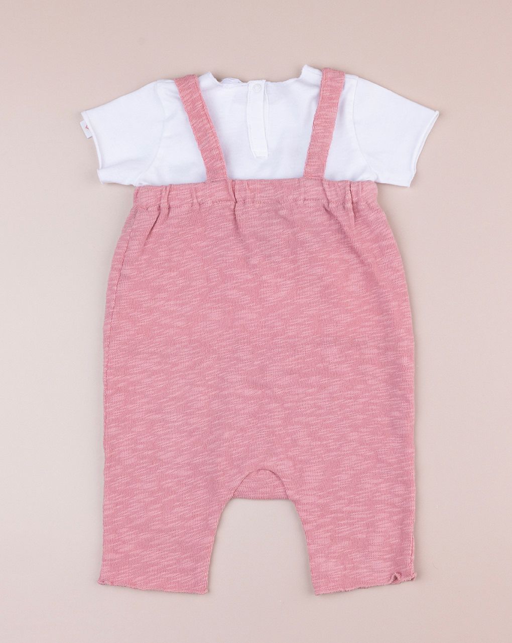 Completo premium bimba t-shirt e salopette lunga rosa