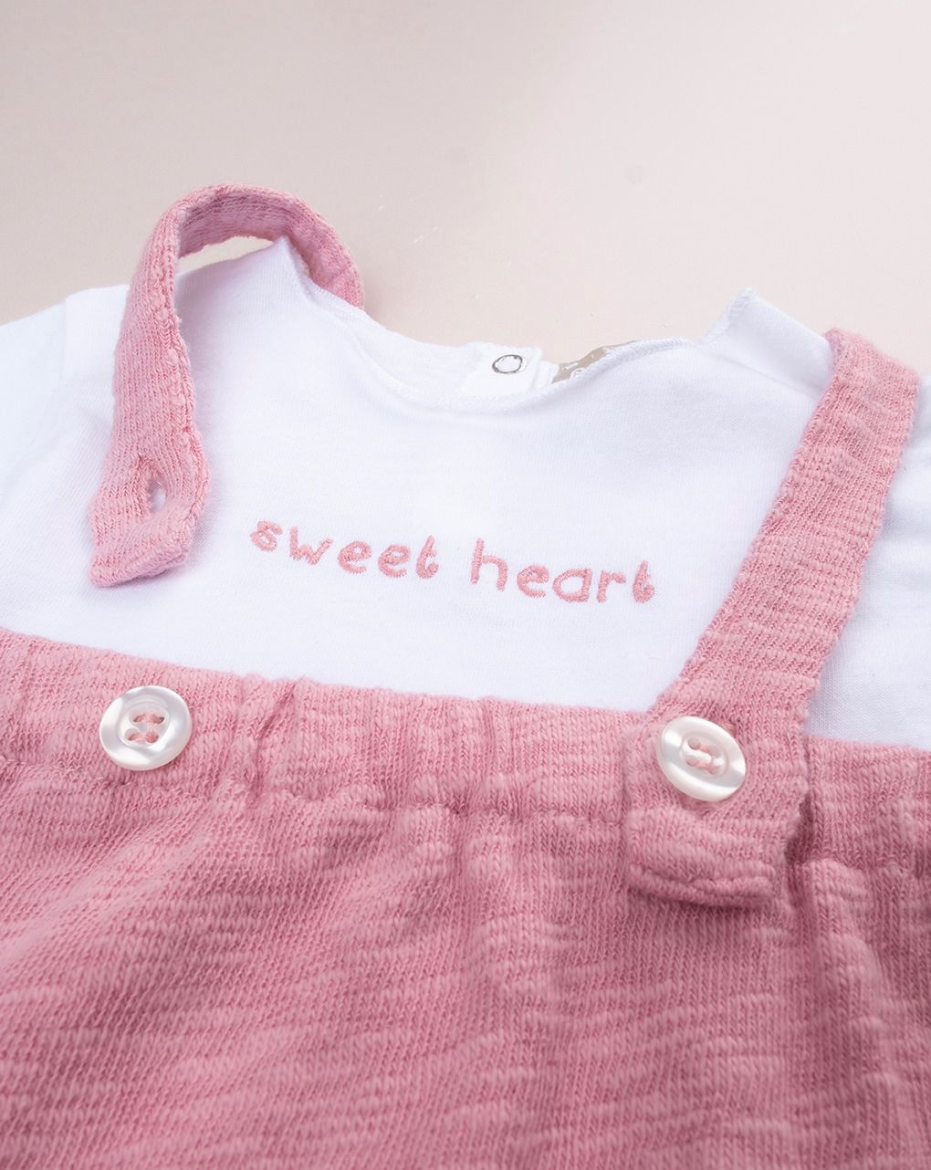Completo premium bimba t-shirt e salopette lunga rosa