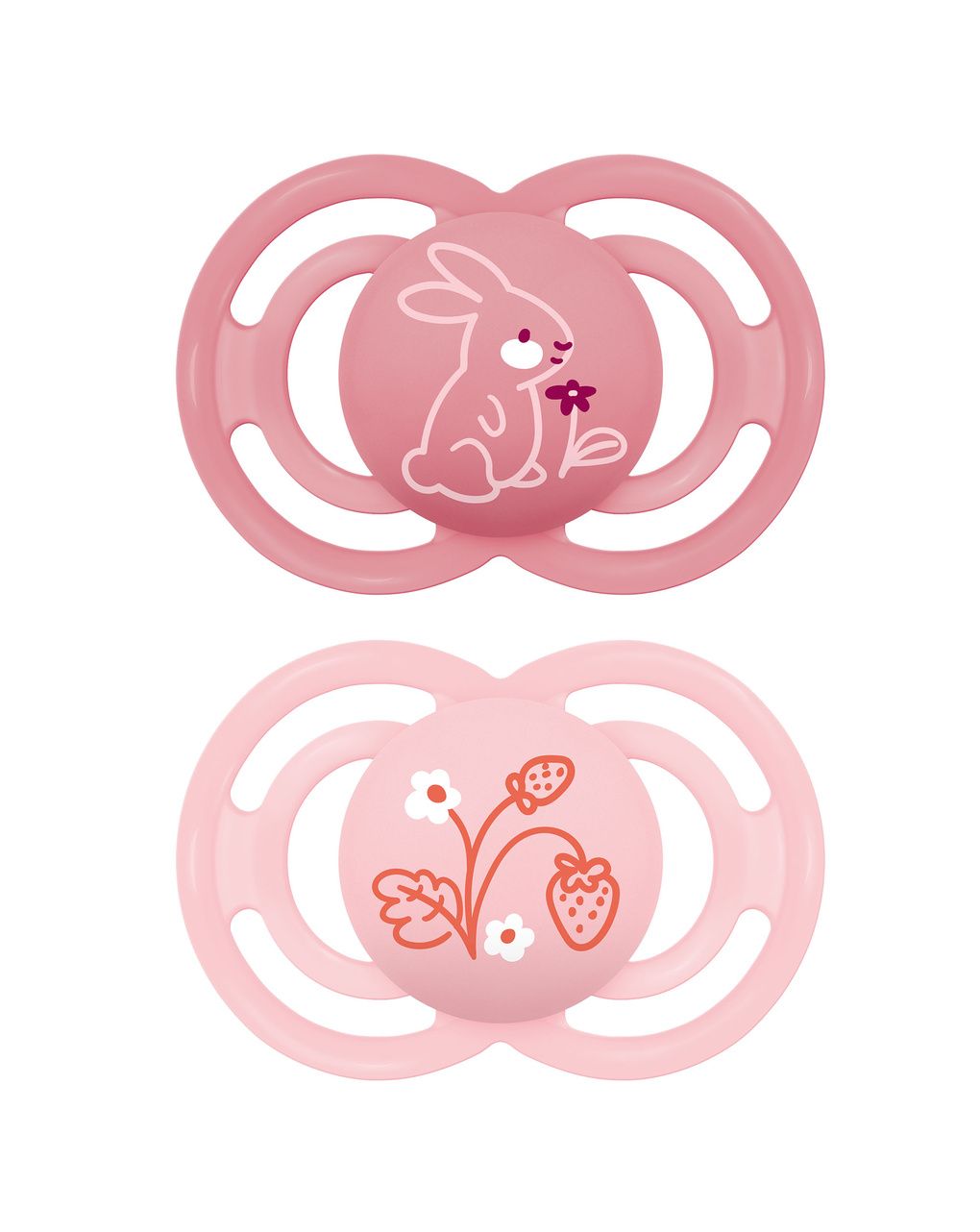 Succhietto perfect confezione doppia 2-6 mesi con porta ciuccio - rosa - mam