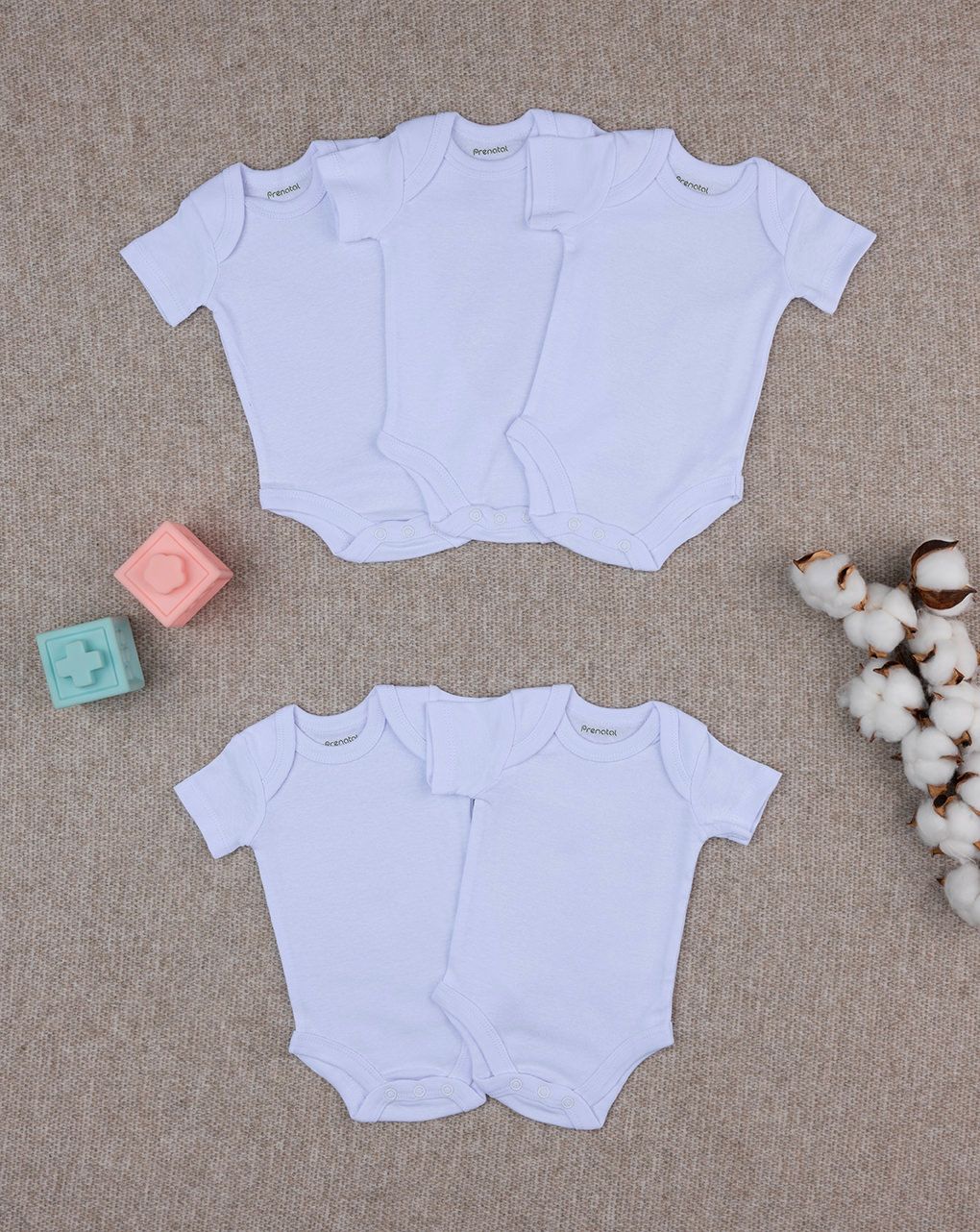 Pack 5 body bianchi con scollo americano