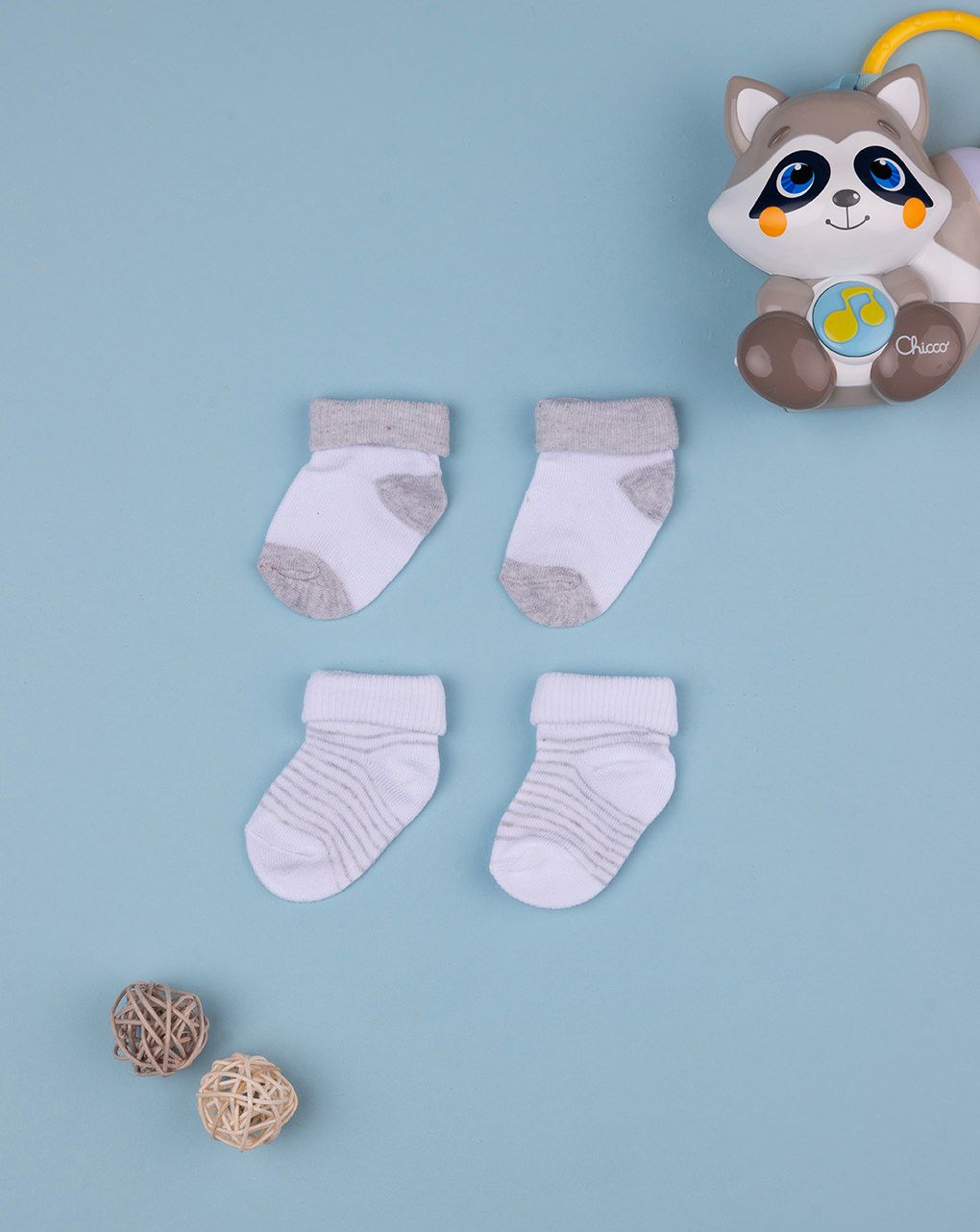 Pack 2 calzini neonato biambo e grigio