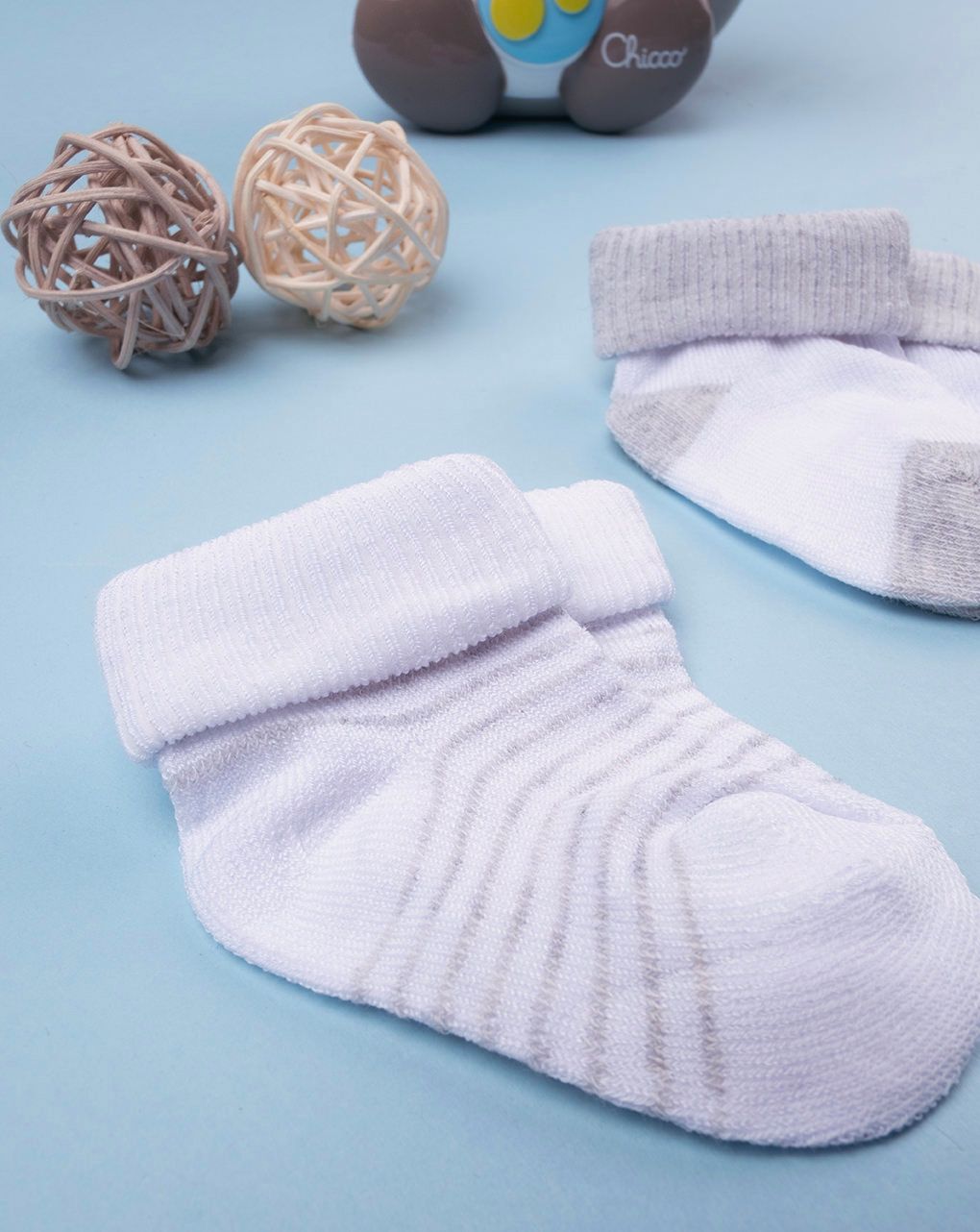 Pack 2 calzini neonato biambo e grigio