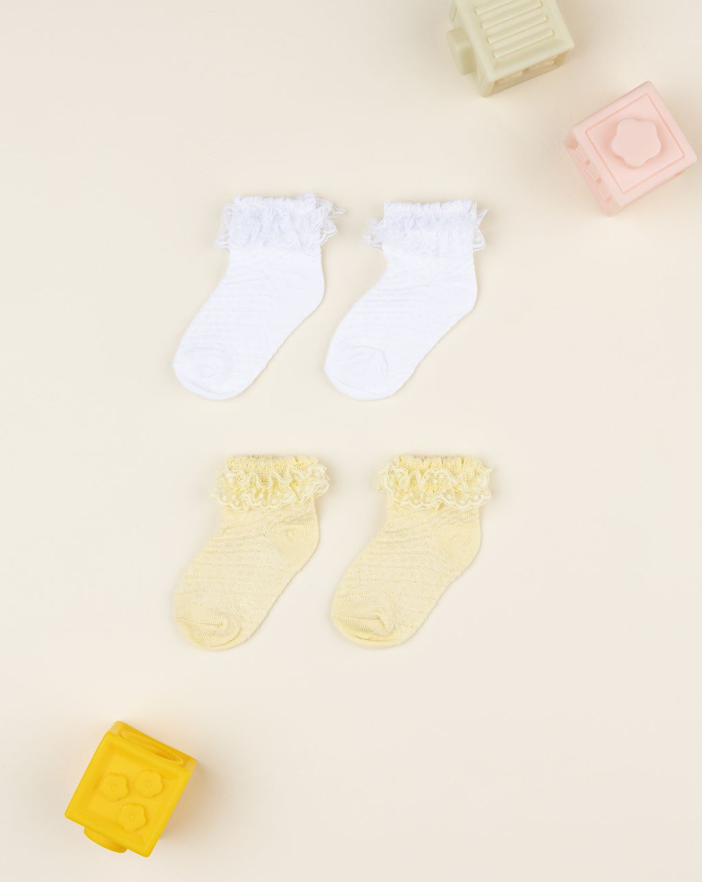 Pack 2 calze bimba bianco/albicocca