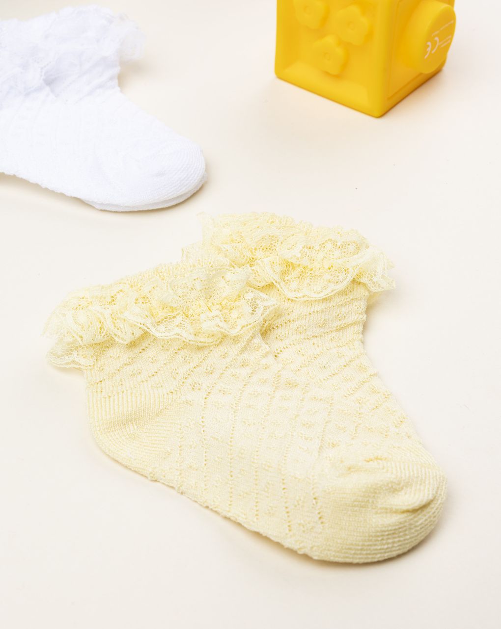 Pack 2 calze bimba bianco/albicocca