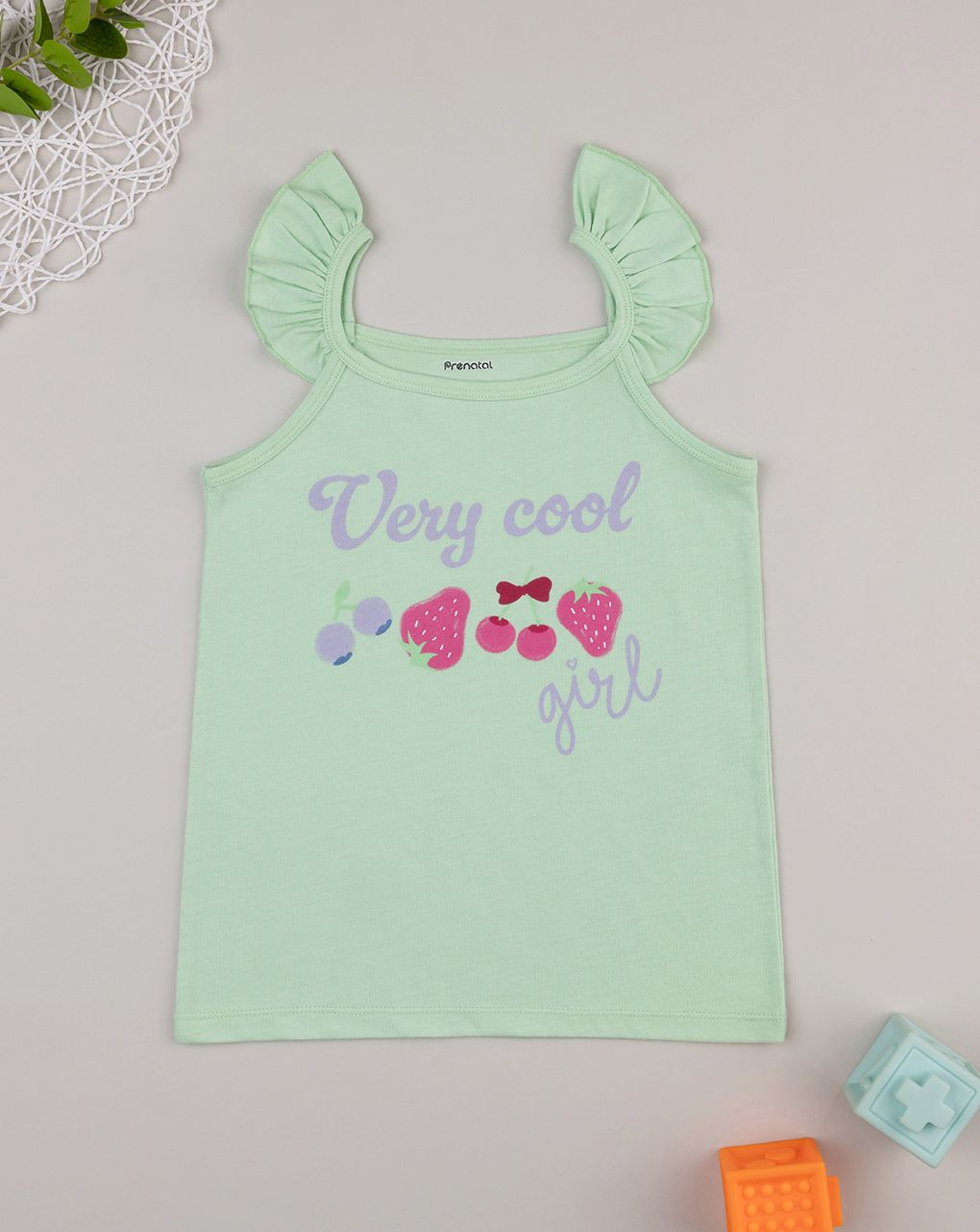 Canotta estiva bimba verde con frill