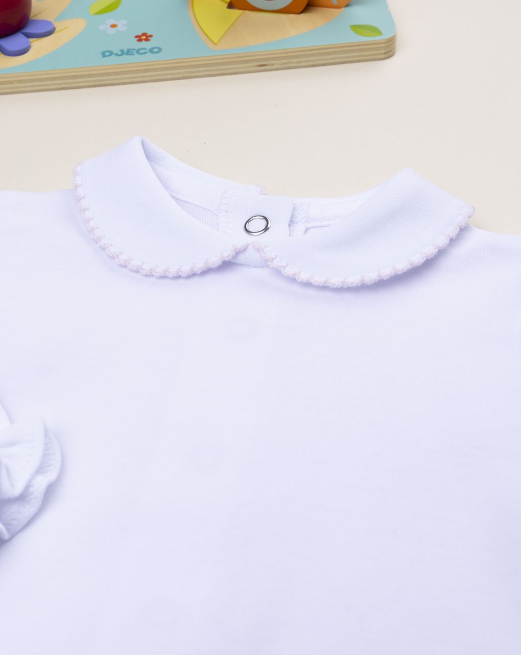 Completo bimba salopette e maglietta con ricamo