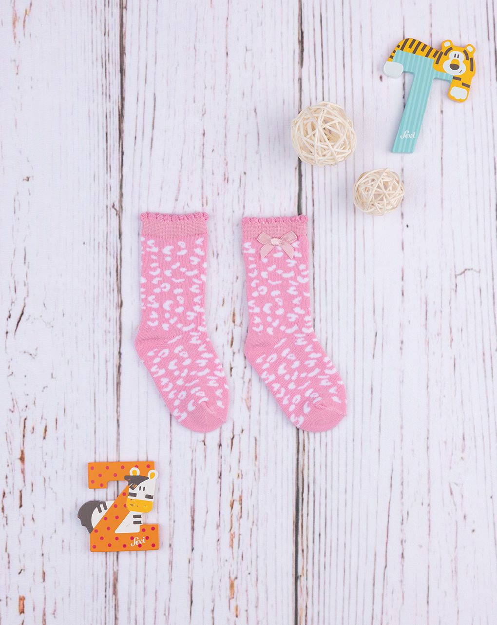 Pack 2 gambaletti bimbo rosa organic cotton