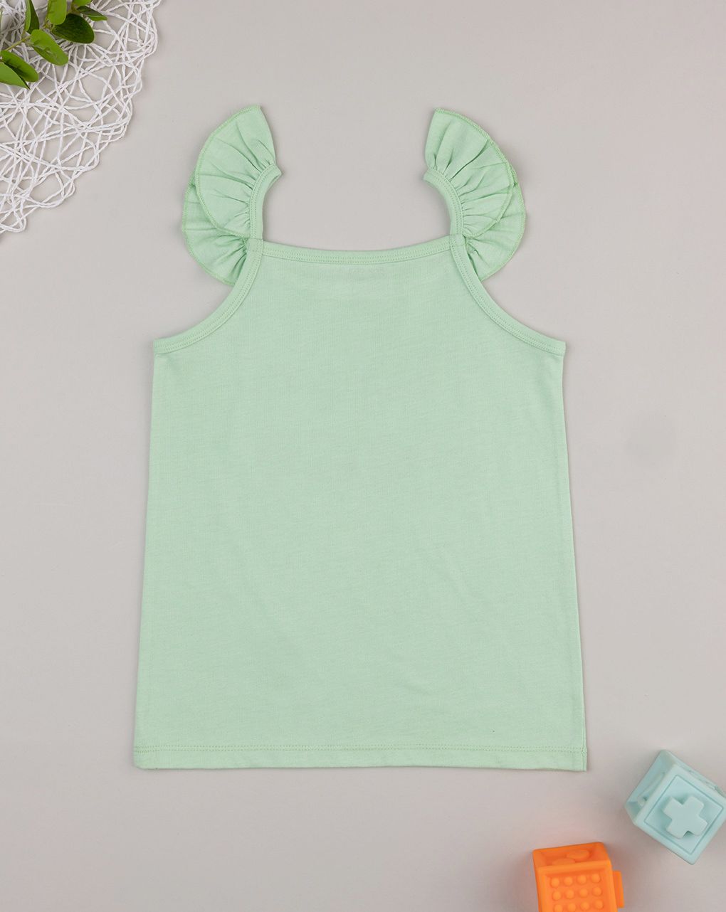 Canotta estiva bimba verde con frill