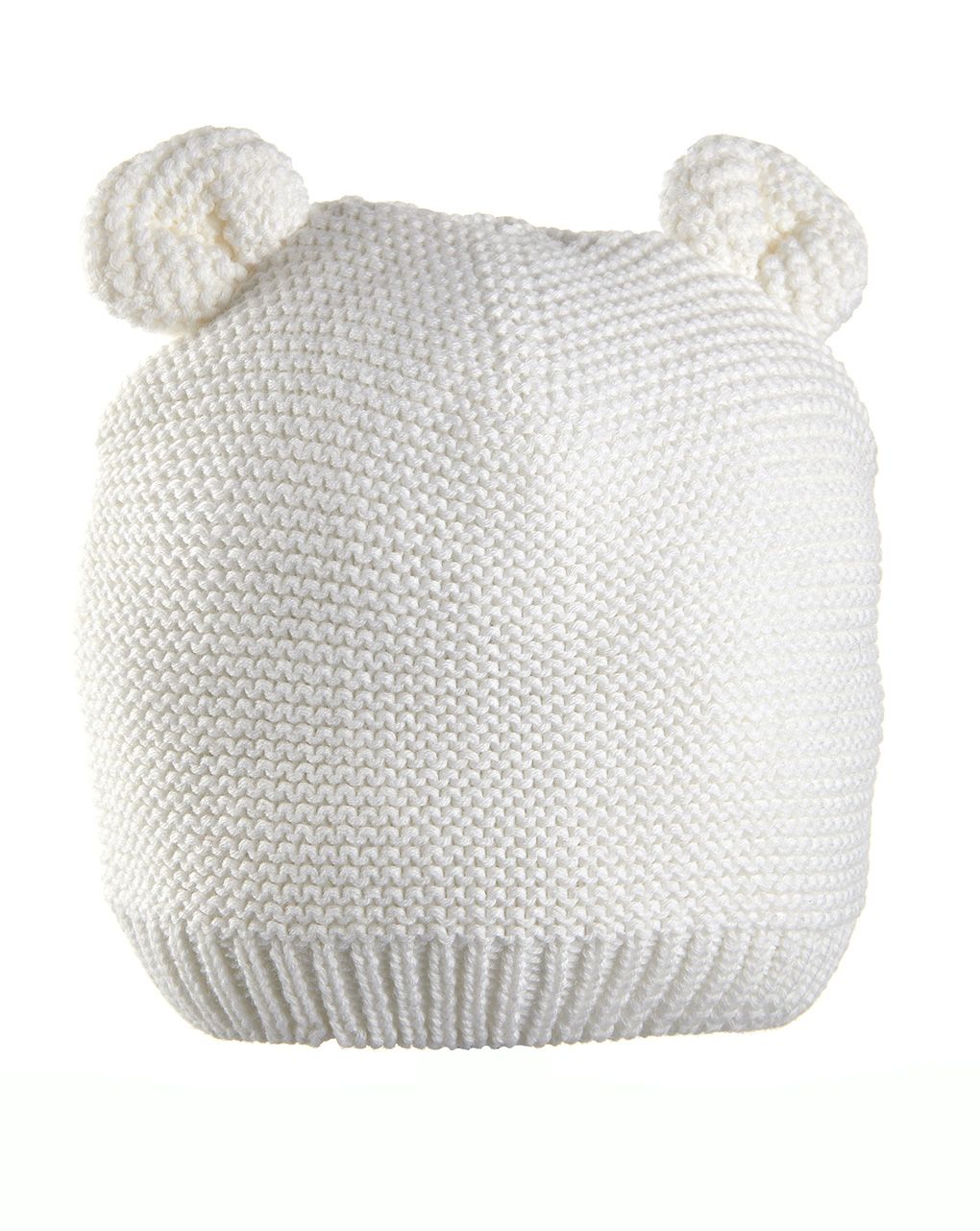Cappello in tricot bianco con orecchie