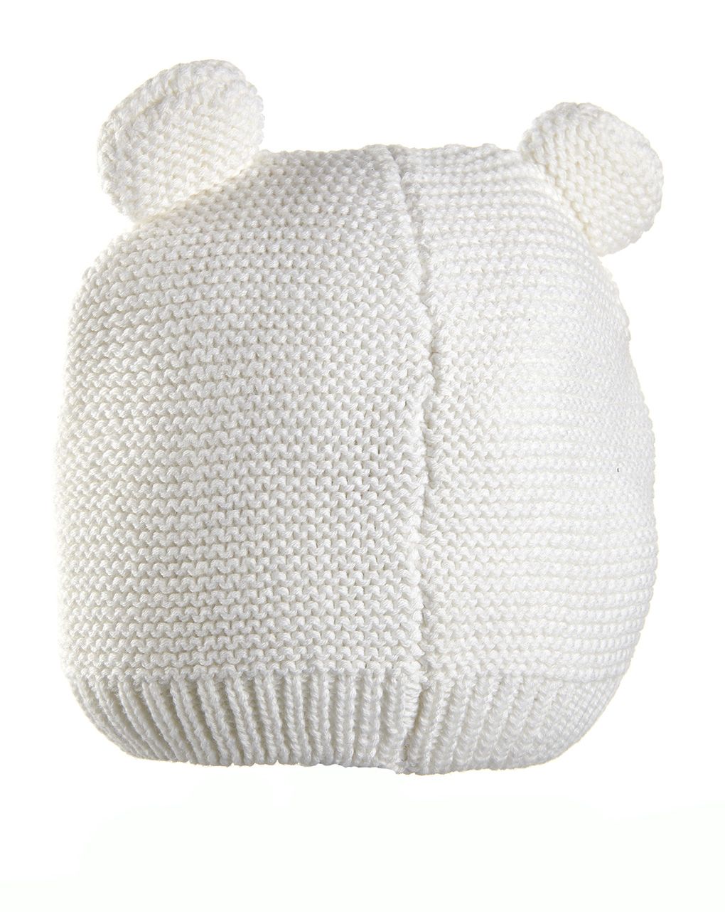 Cappello in tricot bianco con orecchie