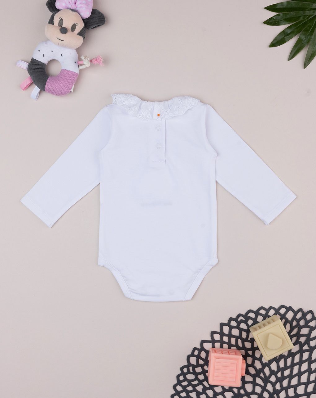 Body bimba bianco stampato con colletto