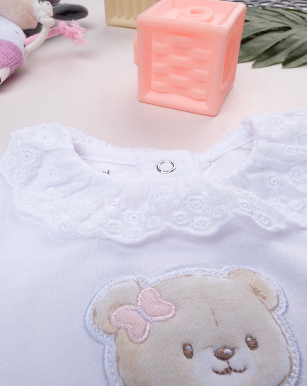 Body bimba bianco stampato con colletto