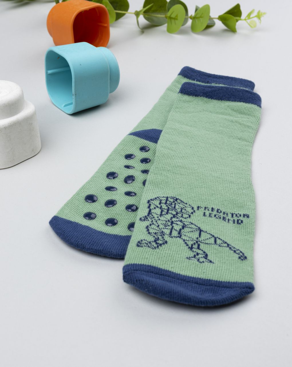 Antiscivolo bimbo verde t-rex