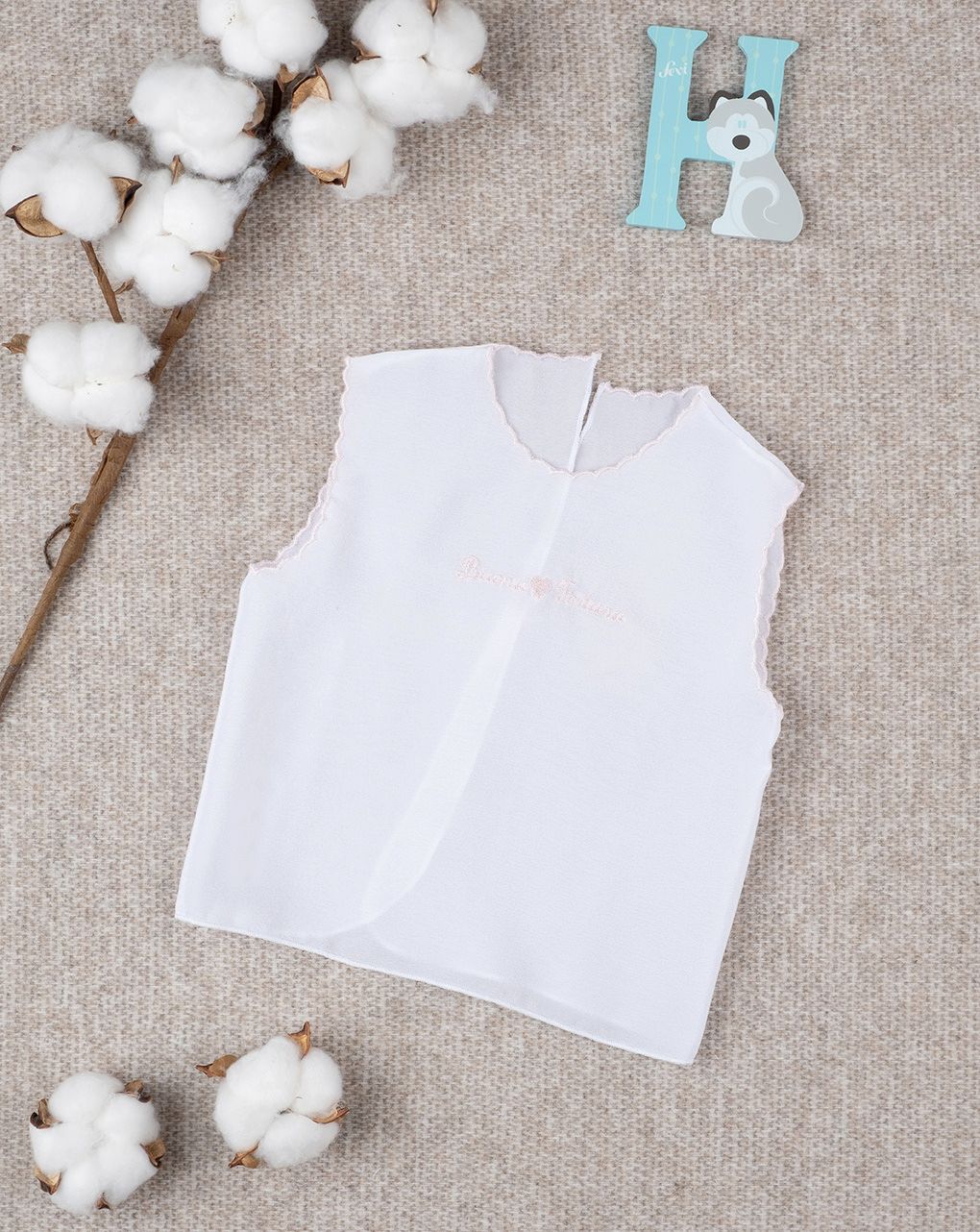 Camicino neonata seta rosa "buona fortuna"