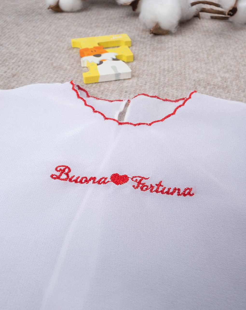 Camicino della fortuna seta rosso neonata