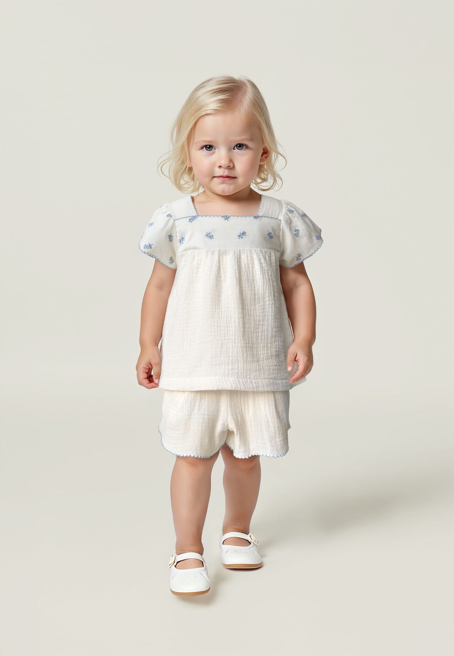 Blusa premium panna con ricami