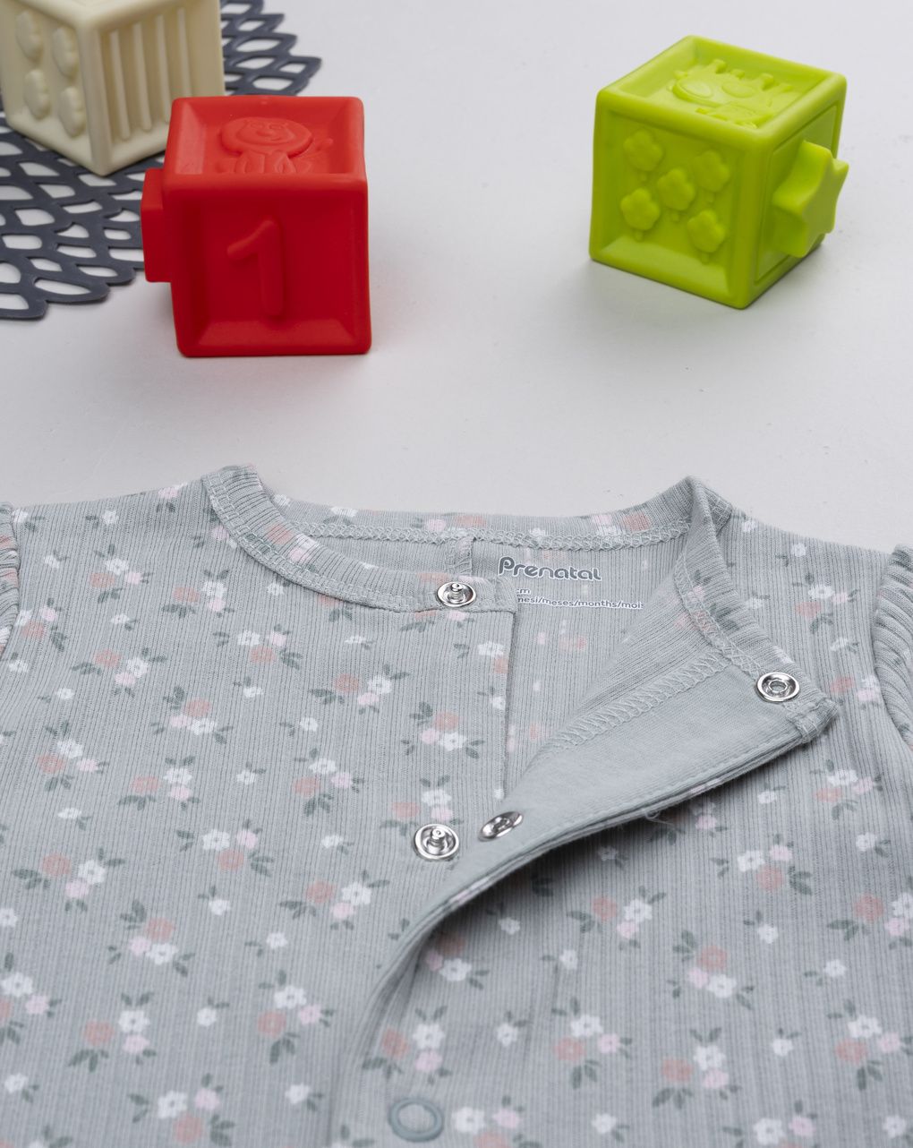 Tutina bimba verde rib fiorellini allover