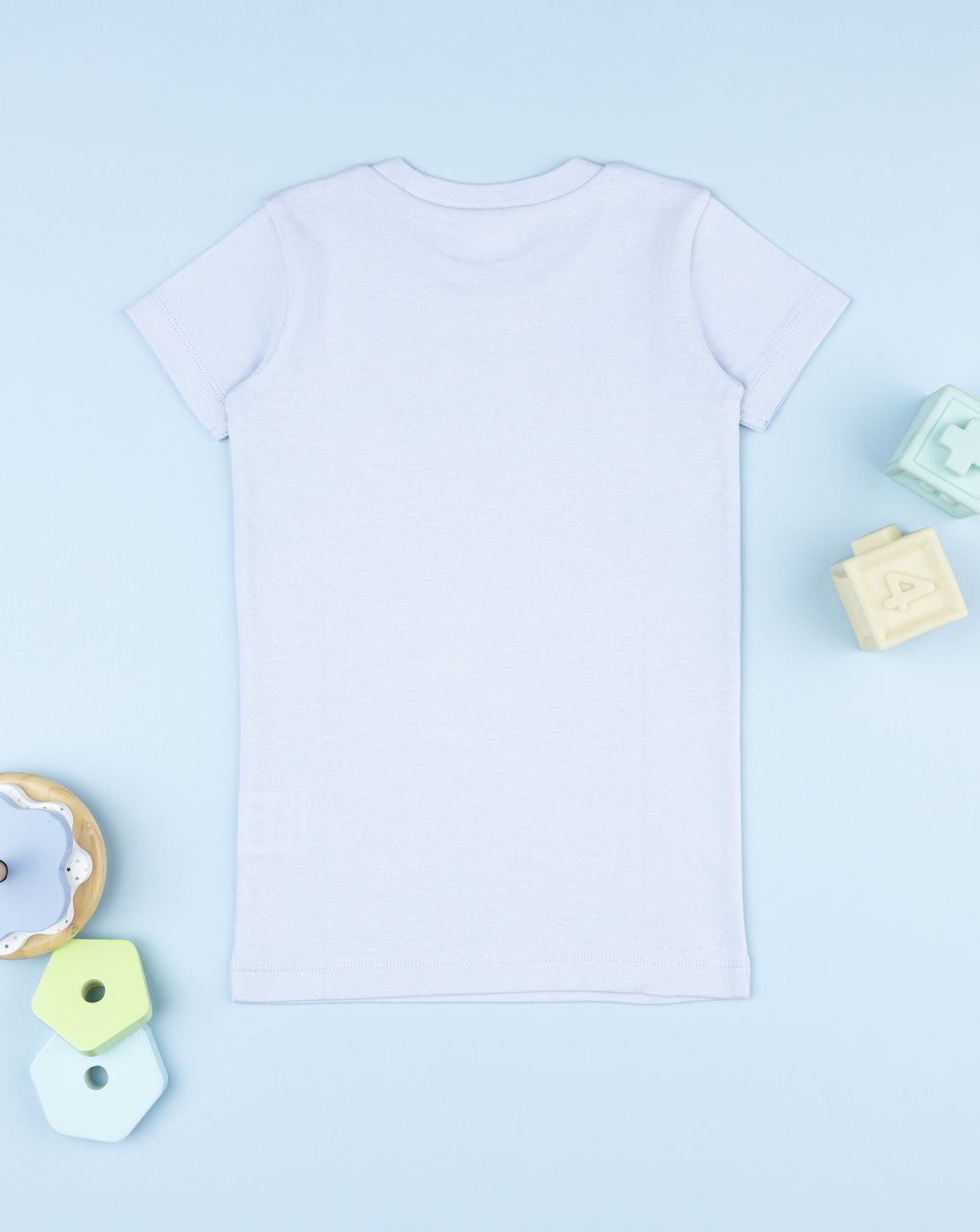 T-shirt costina bambino azzurra dinosauri