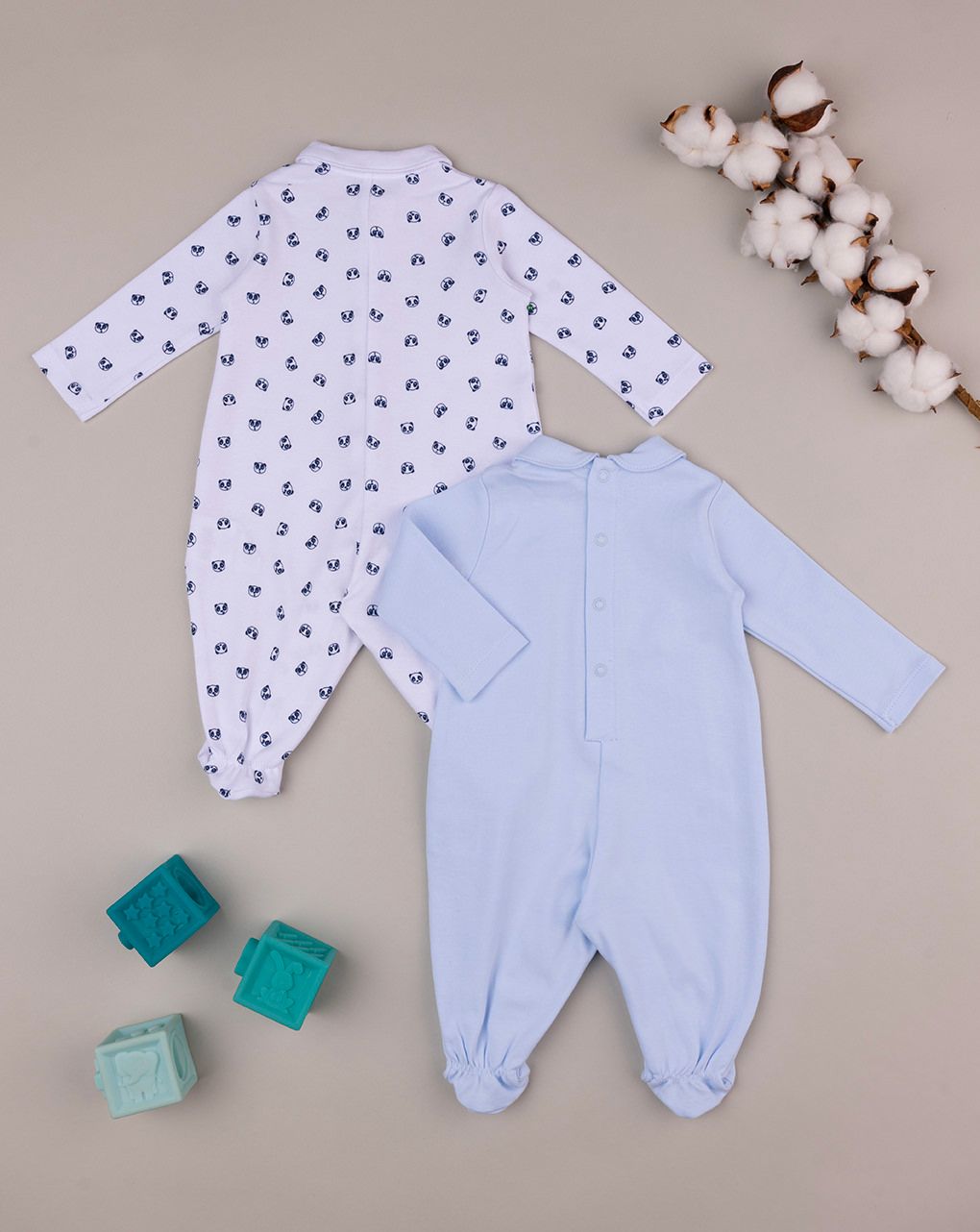 Pack 2 tutine in interlock bianco e azzurro